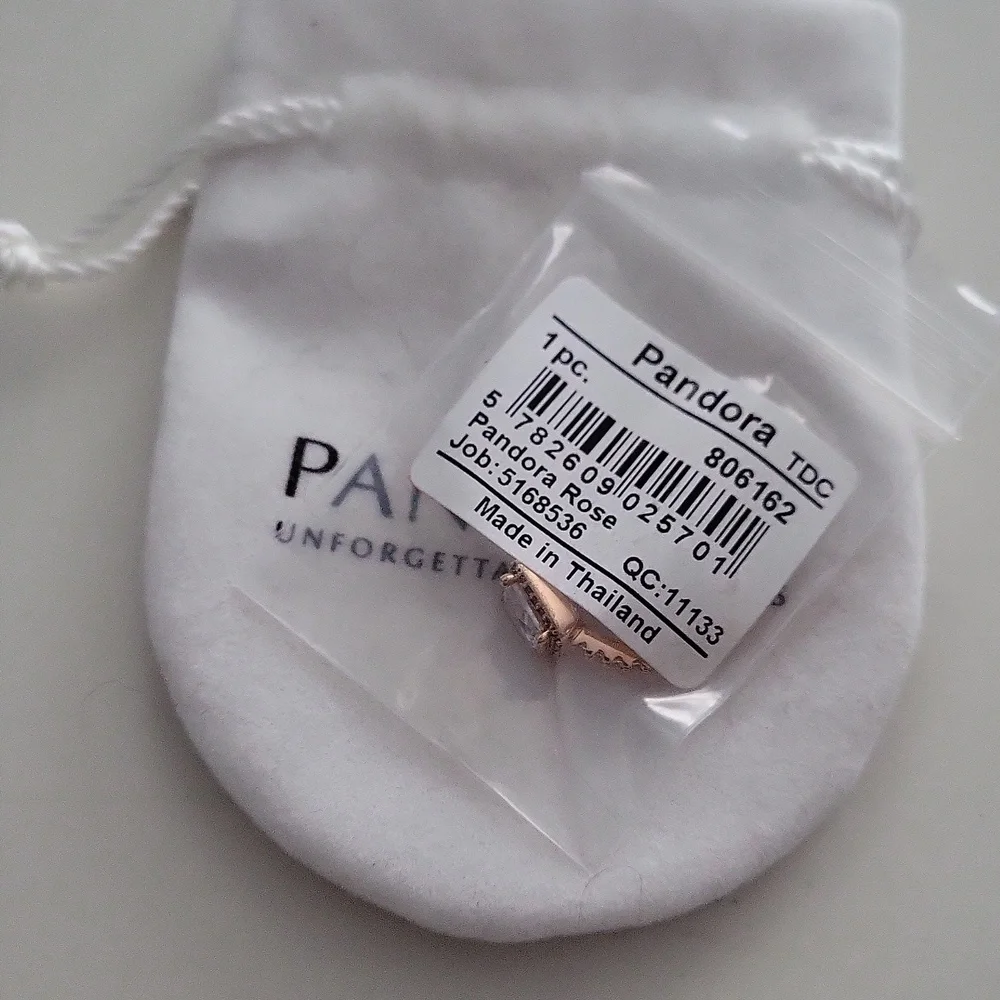 Pandora rose gold square swarsowski ring gold plated gorgeous new bagged boxed - Picture 4 of 5